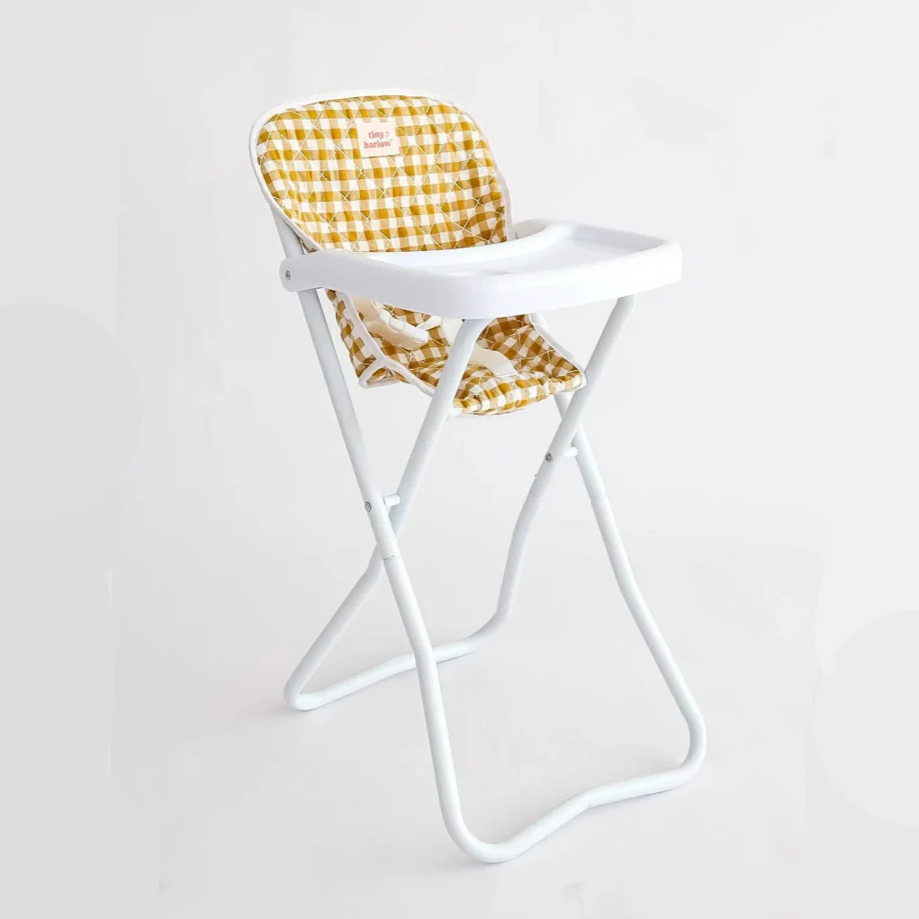 Doll High Chair - Mustard Gingham