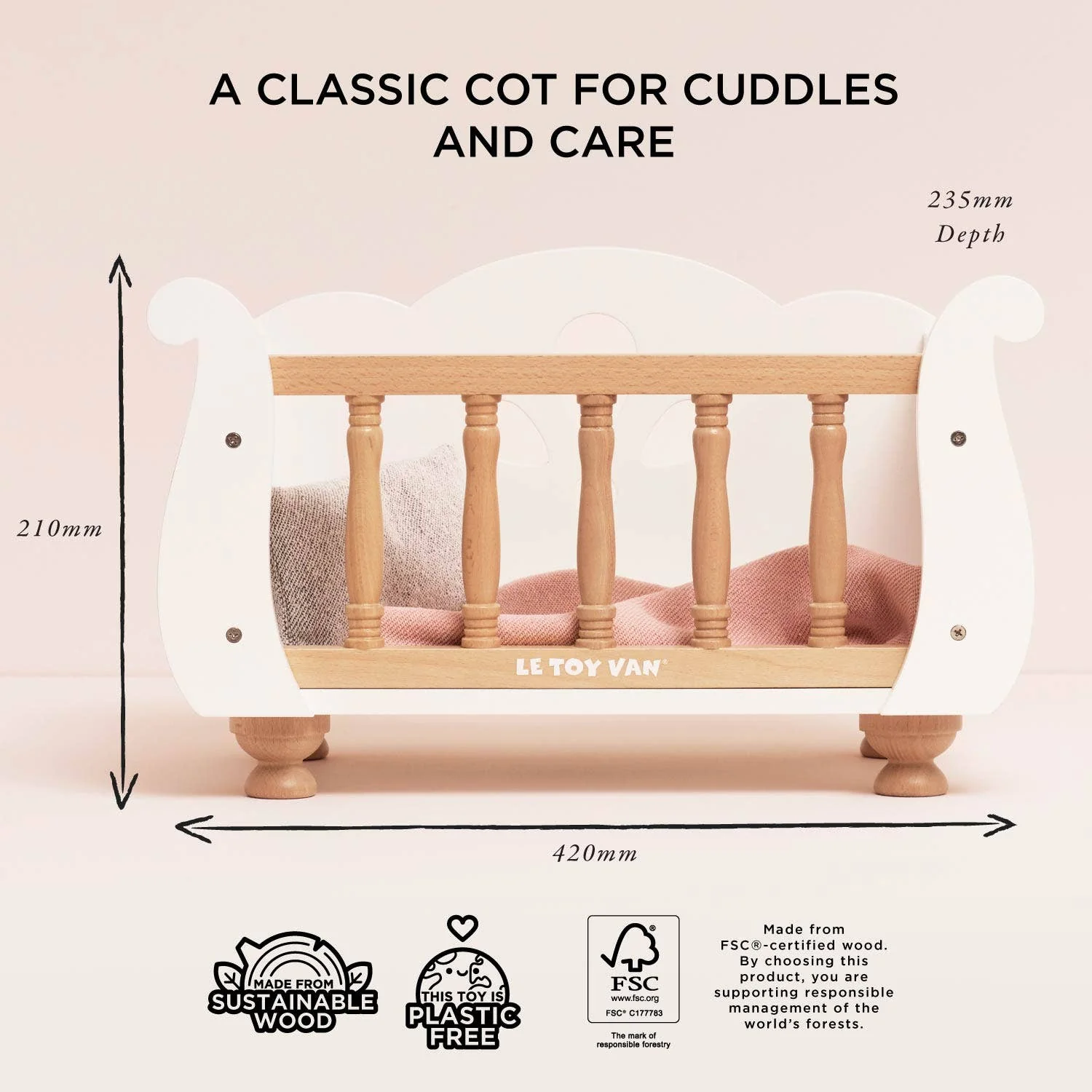 Dolls Wooden Cot - Image 6