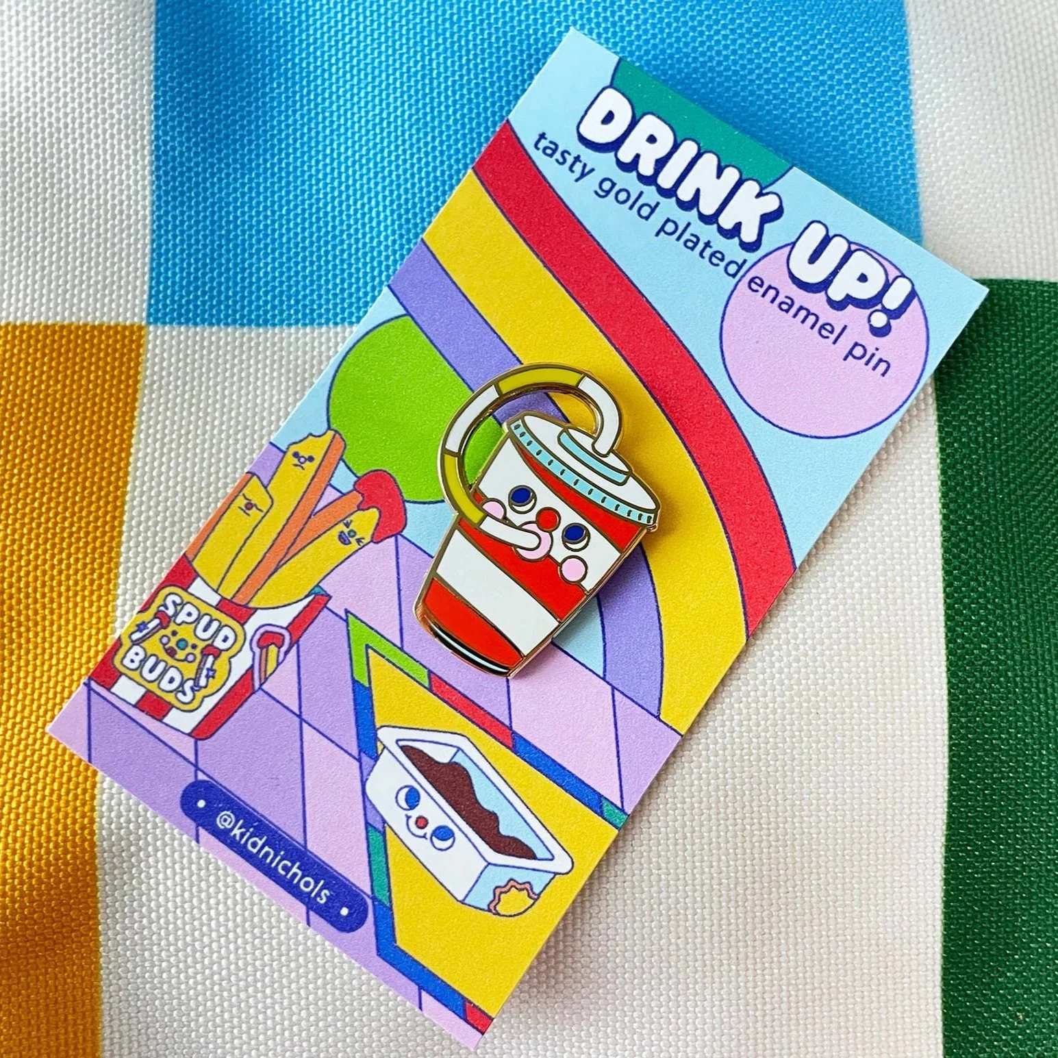 Drink Up Gold Plated Enamel Pin - Image 5