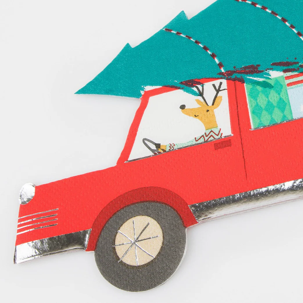 Driving Reindeer Napkins (x16) - Image 2
