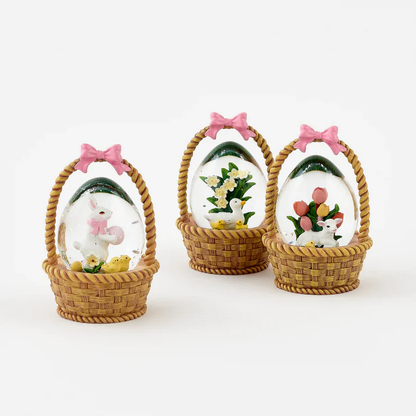 Easter Bunny with Basket Water Globe - 3 Assorted