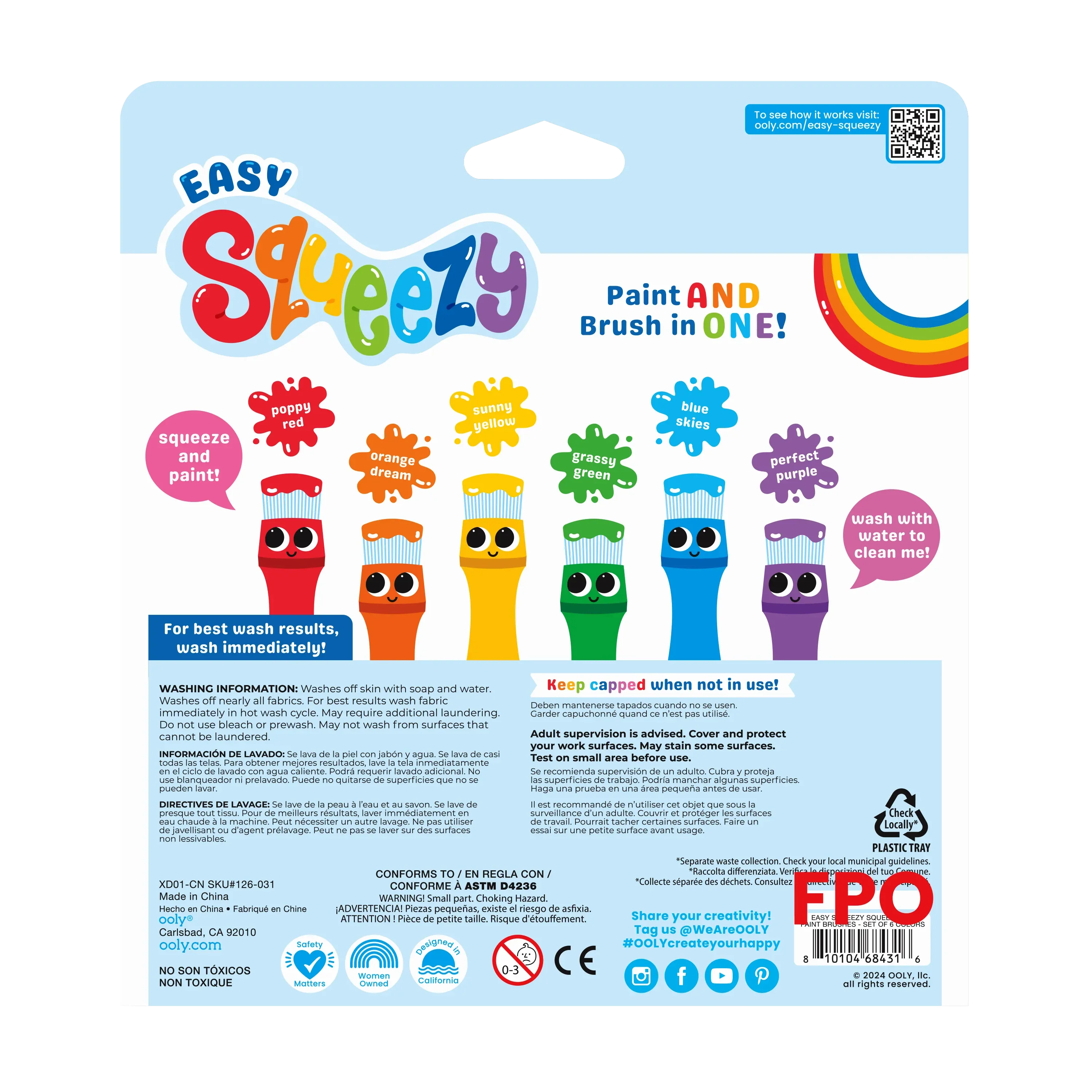 Easy Squeezy Squeezable Poster Paint Brushes - Set of 6 - Image 8