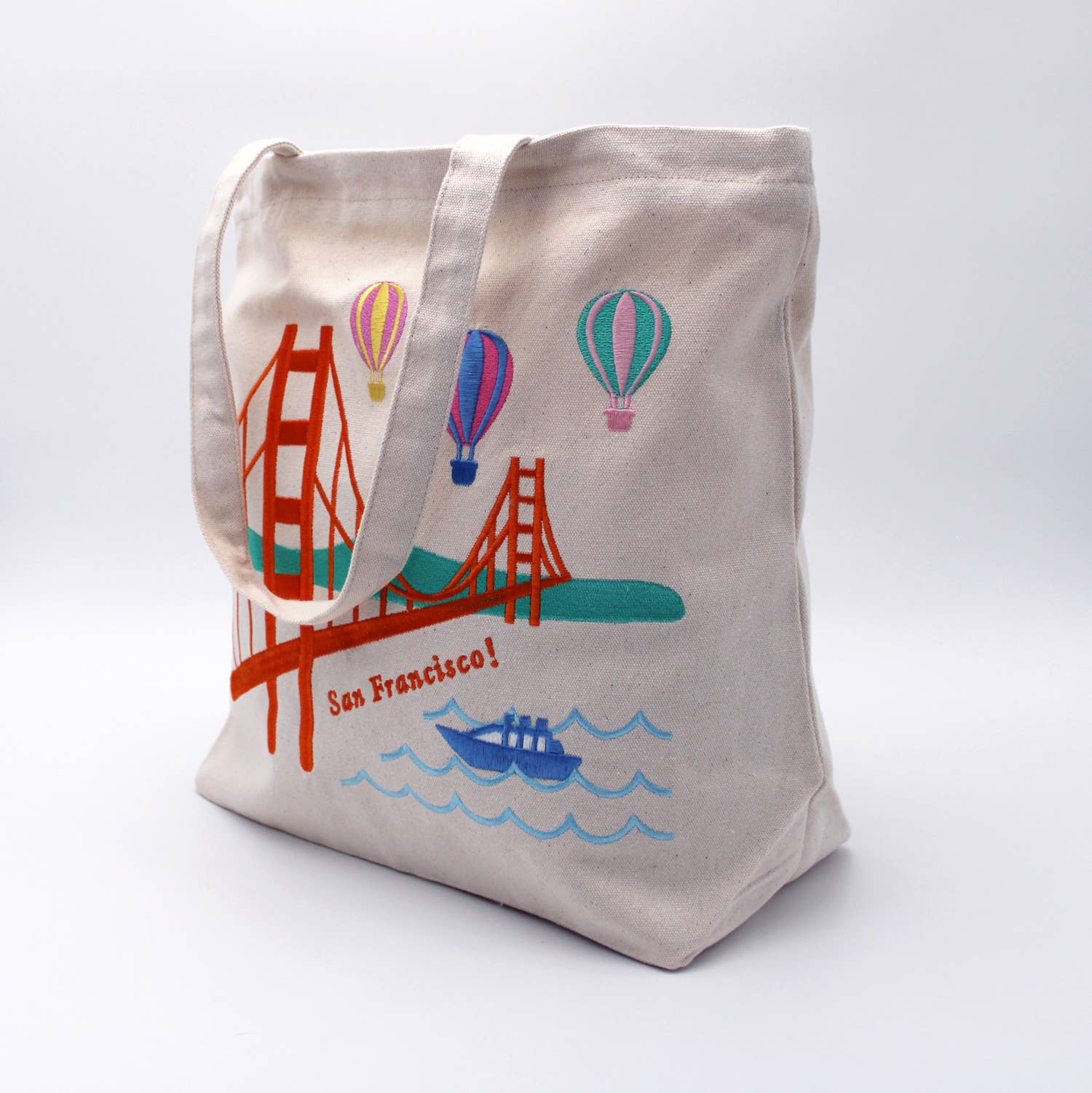 Embroidered San Francisco Colorful Balloons Tote Bag - Image 3