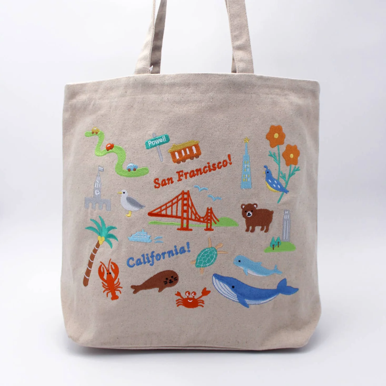 Embroidered San Francisco Landscape Tote Bag