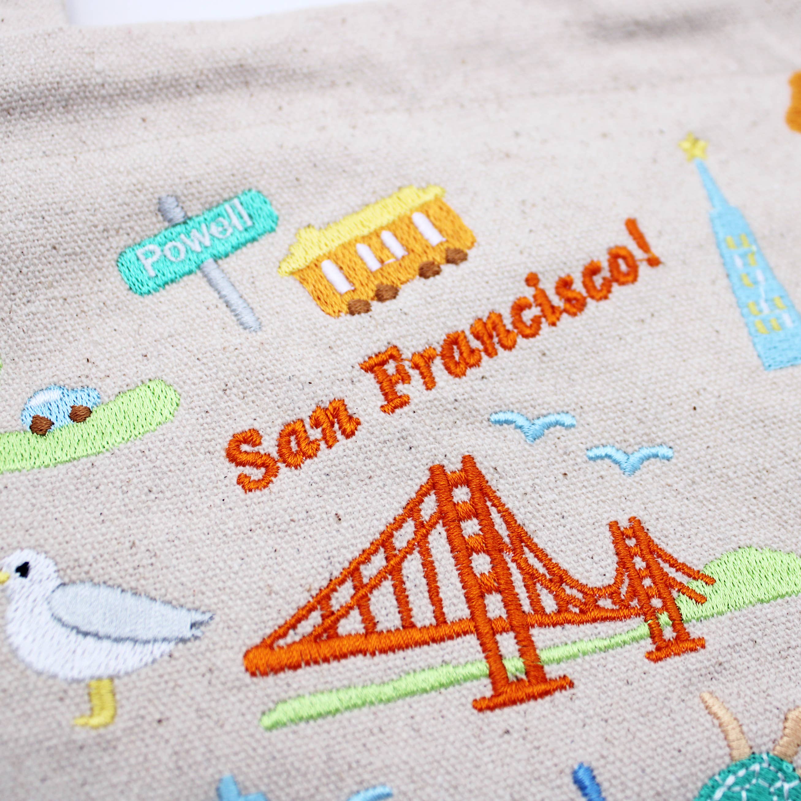 Embroidered San Francisco Landscape Tote Bag - Image 4