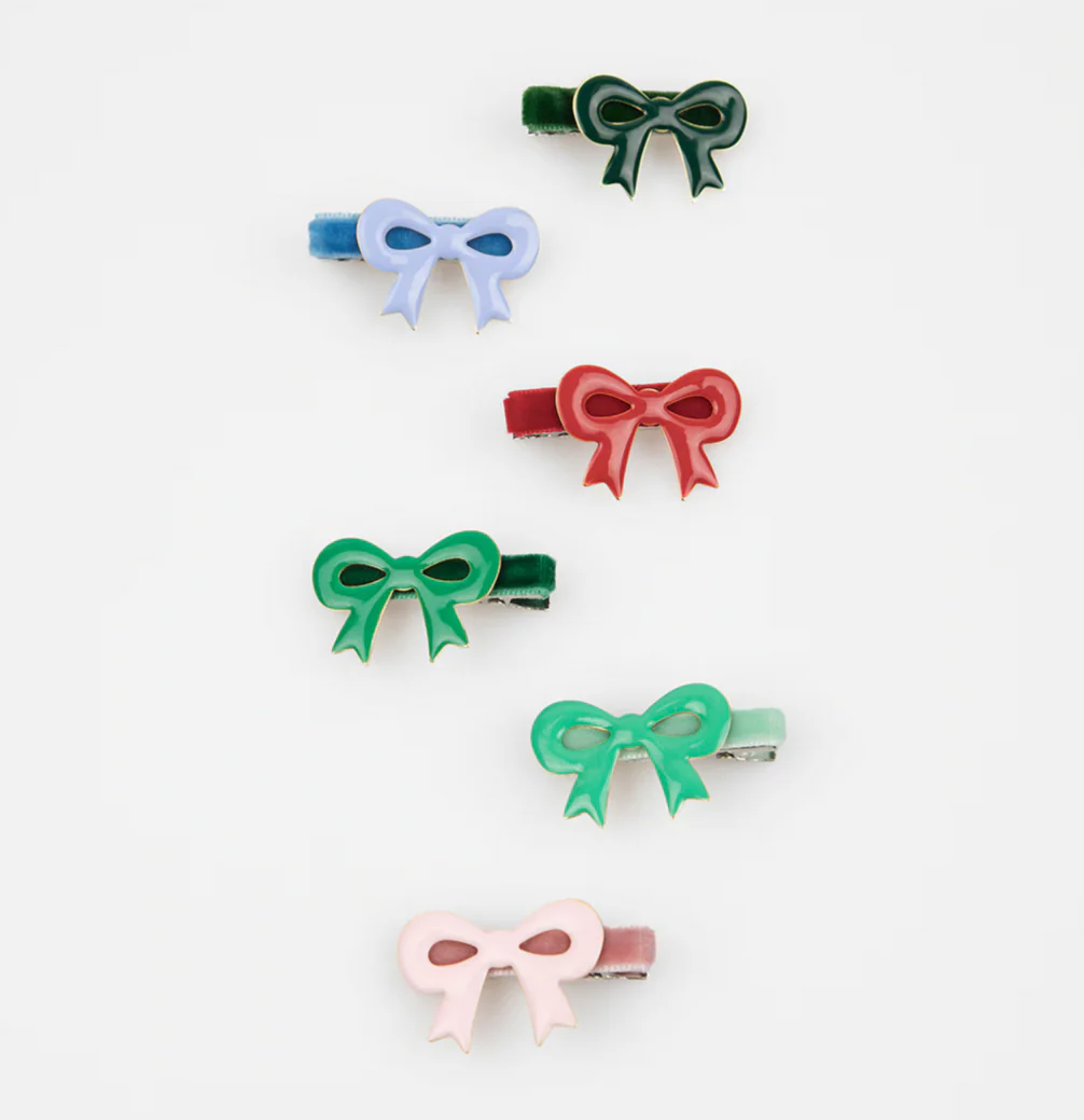 Enamel Bow Hair Clips -6pk - Image 2