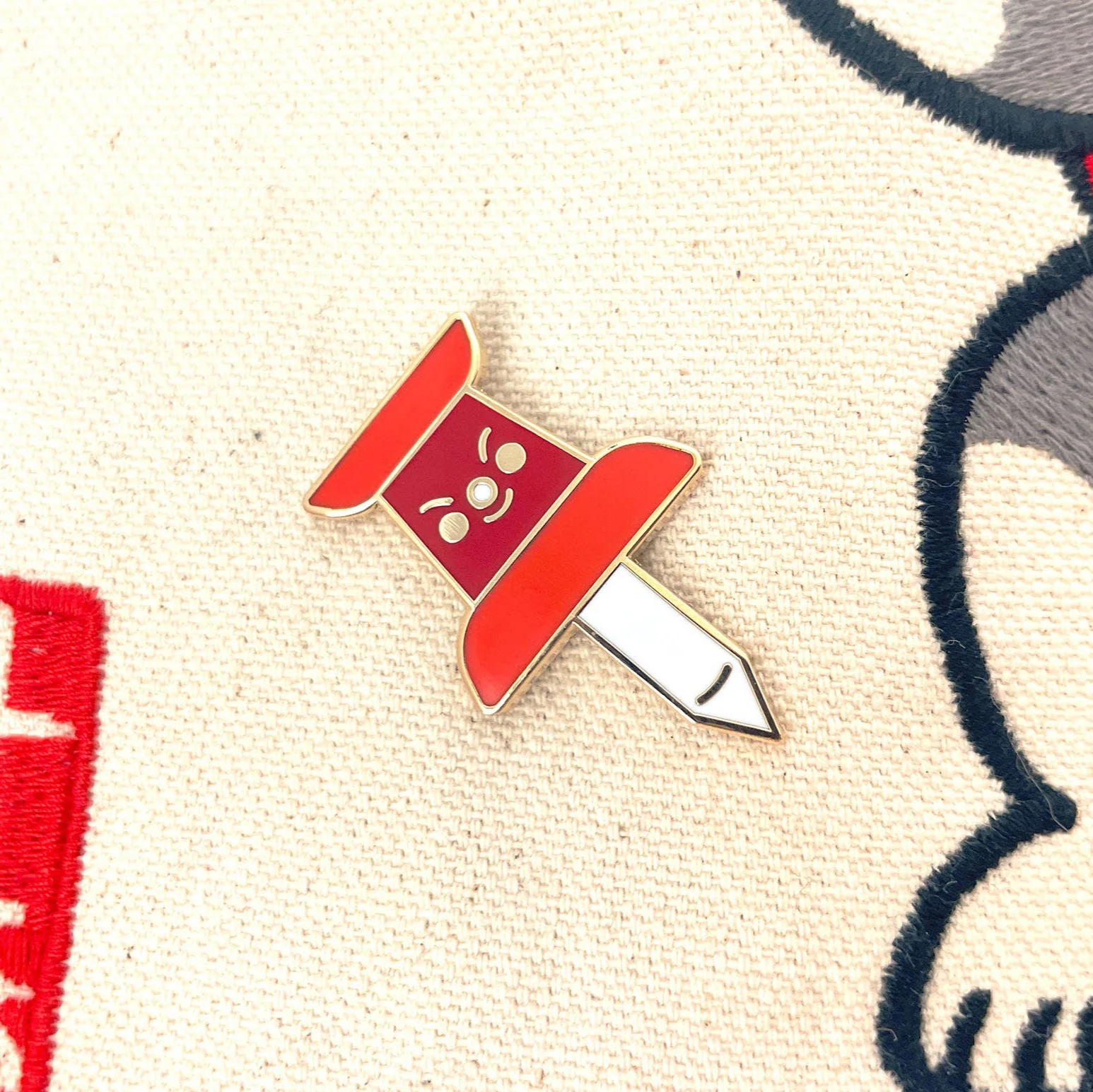 Feeling Angy Thumbtack Gold Enamel Pin | Office Supplies - Image 2