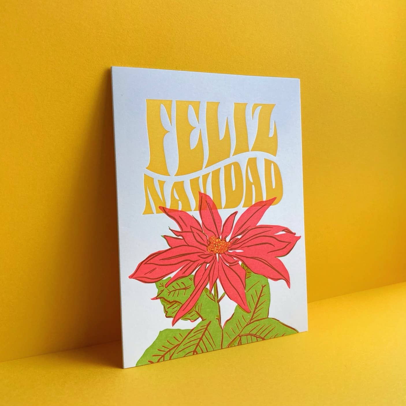 Feliz Navidad Poinsettia - Holiday Letterpress Card - Image 2