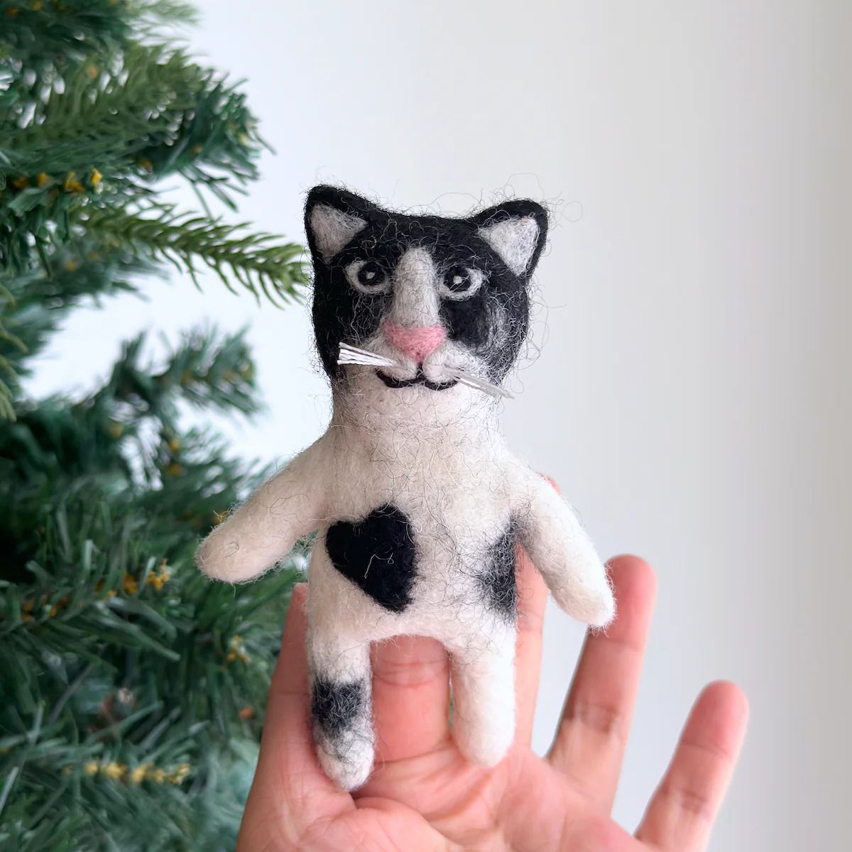 Felt Finger Puppet - "Baby" The Tuxedo Cat