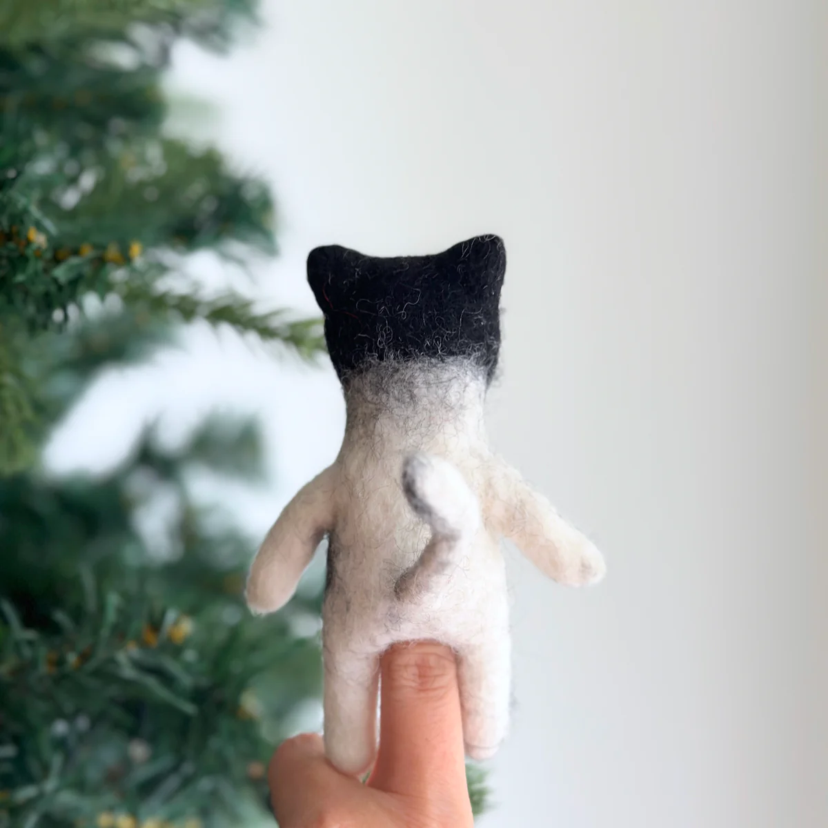 Felt Finger Puppet - "Baby" The Tuxedo Cat - Image 2