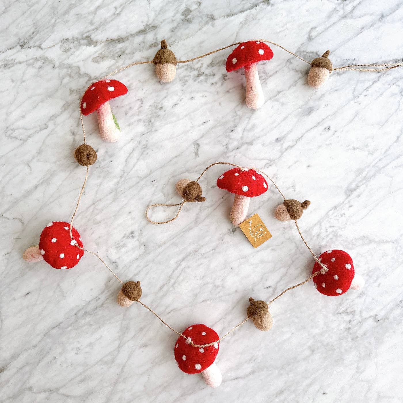 Felt Mushroom and Acorn Garland - Image 2