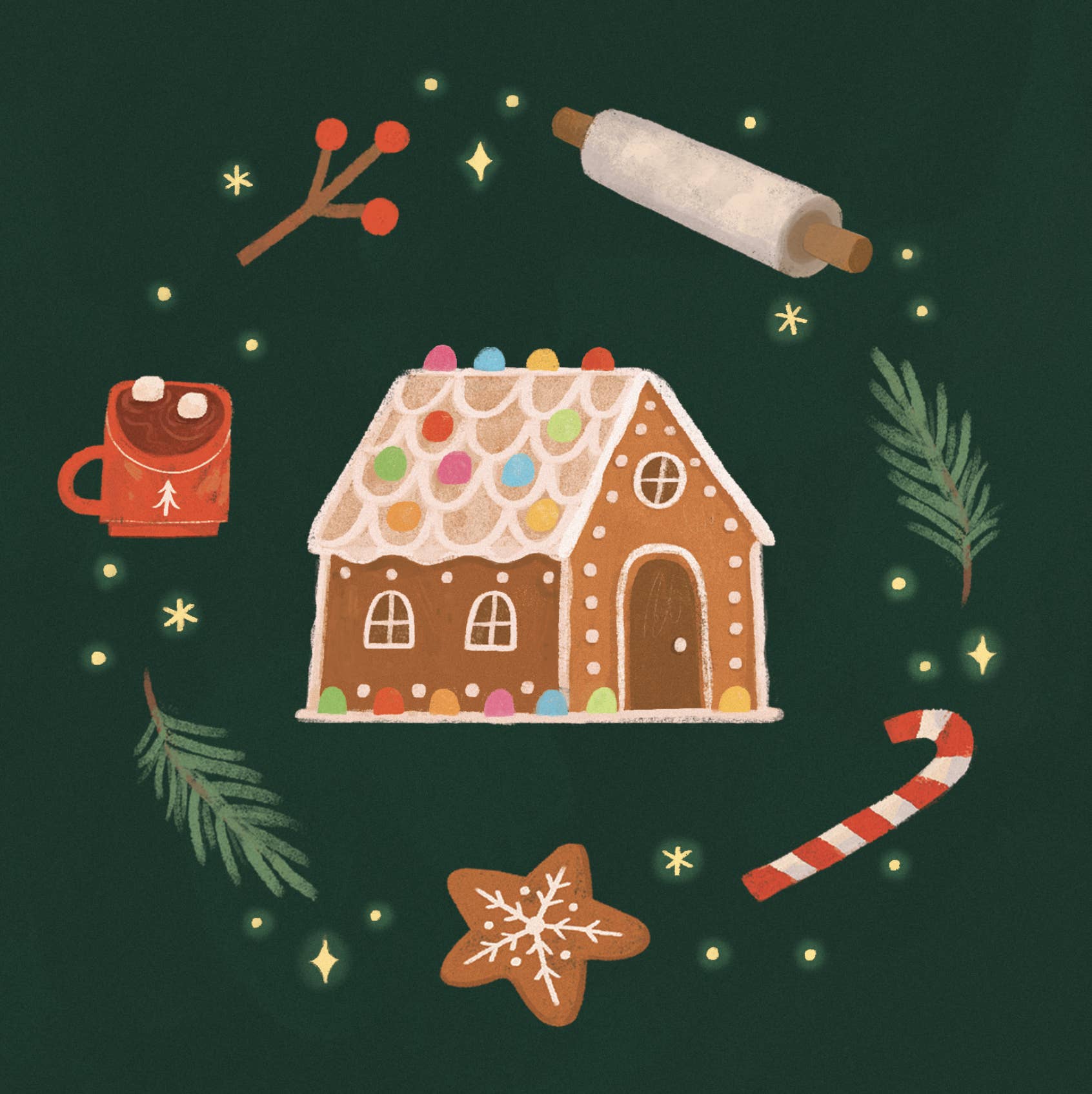 Festive Holiday Mouse Pop-up Card with Gingerbread House - Image 2