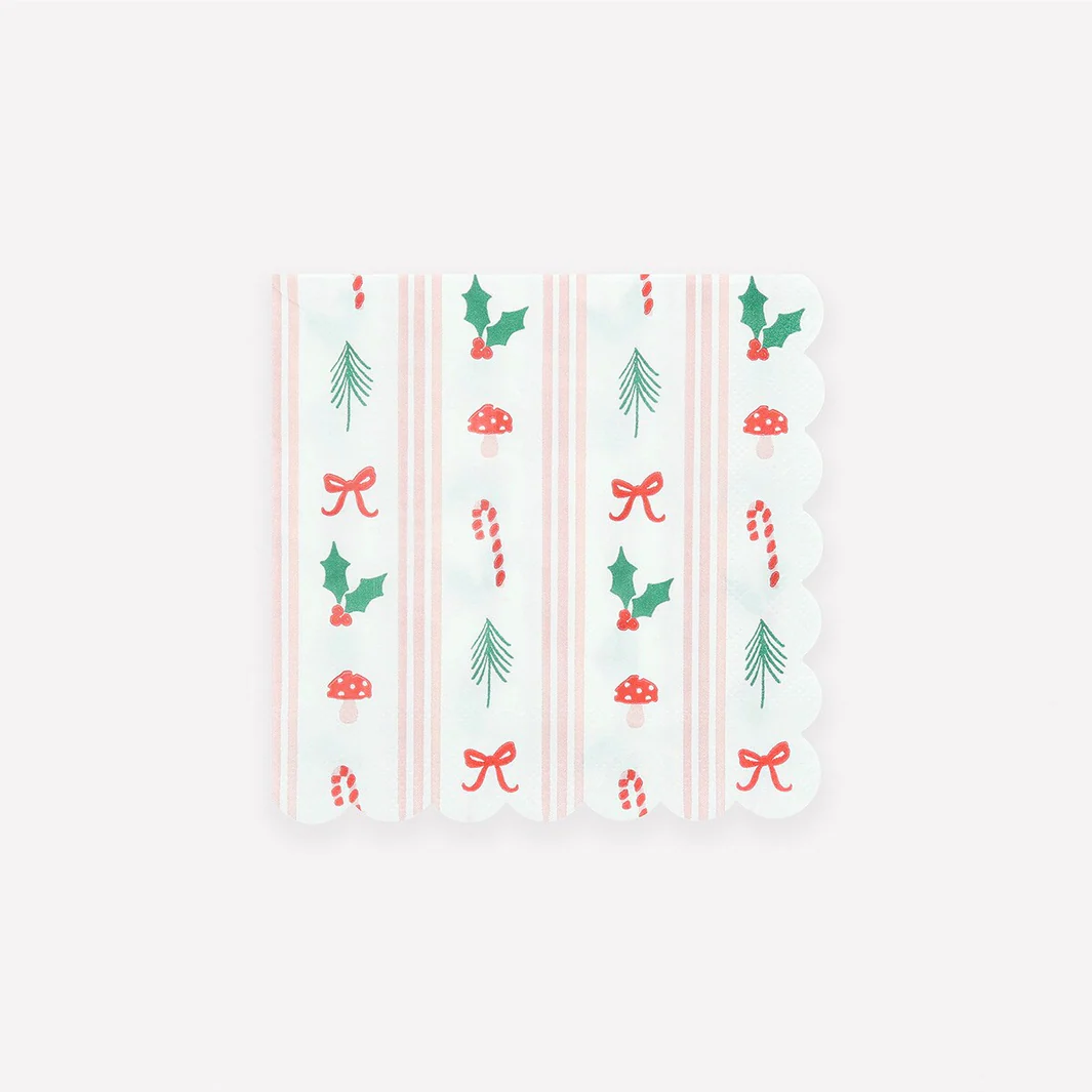 Festive Icon Stripes Small Napkins (x16)