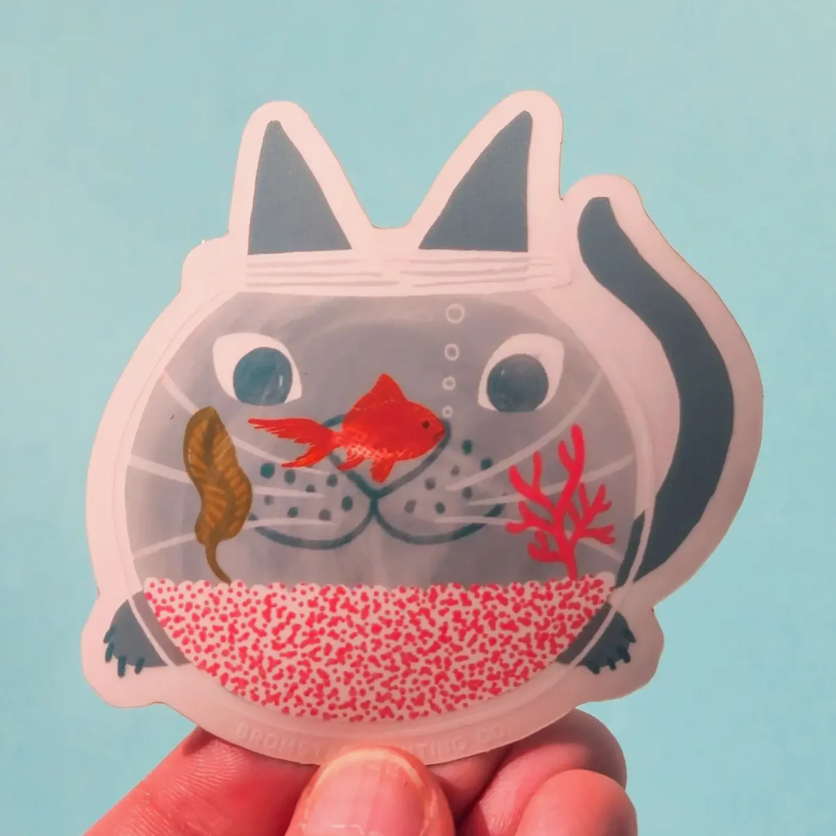 Fishbowl Cat Clear Sticker - Image 2