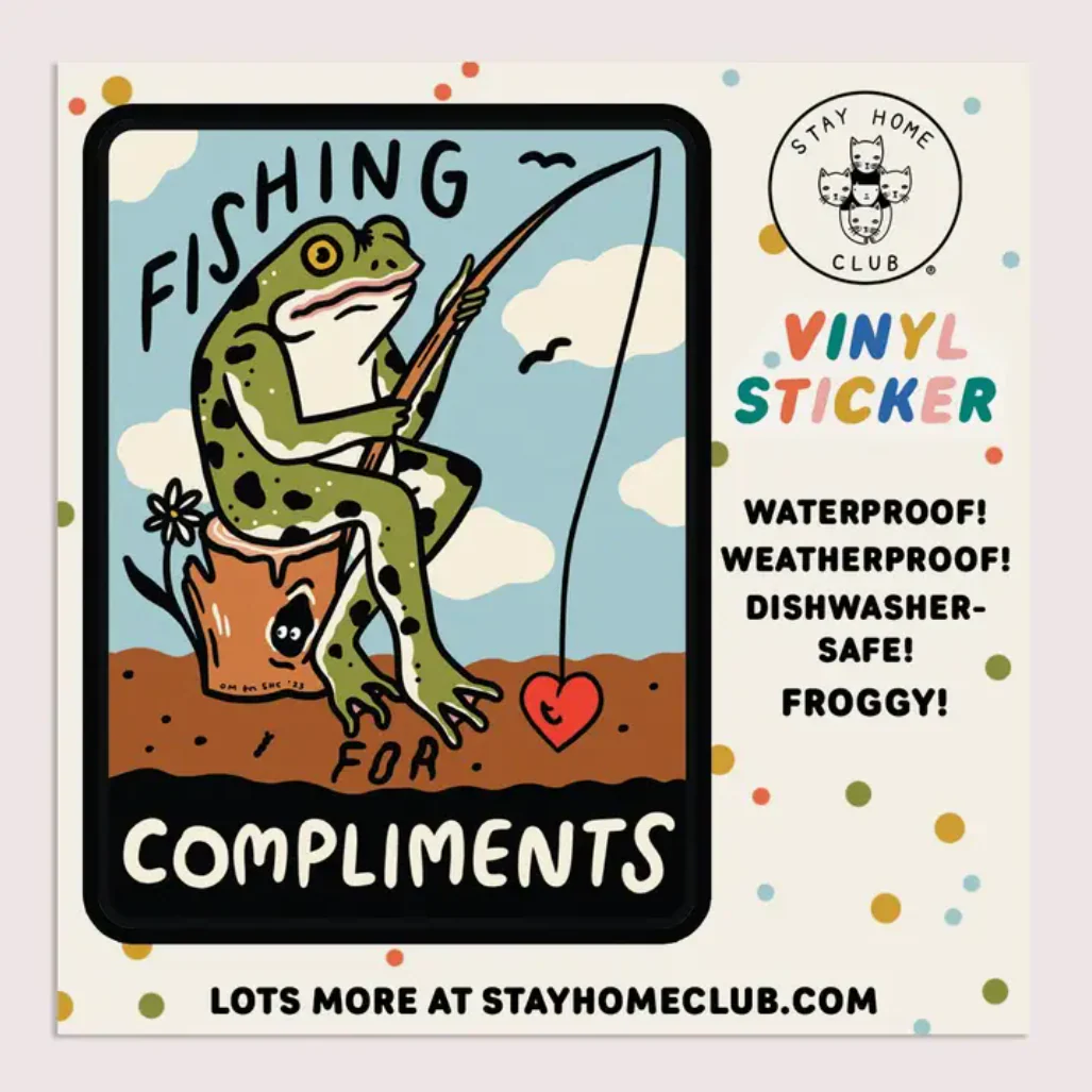 Fishing For Compliments Vinyl Sticker - Image 2