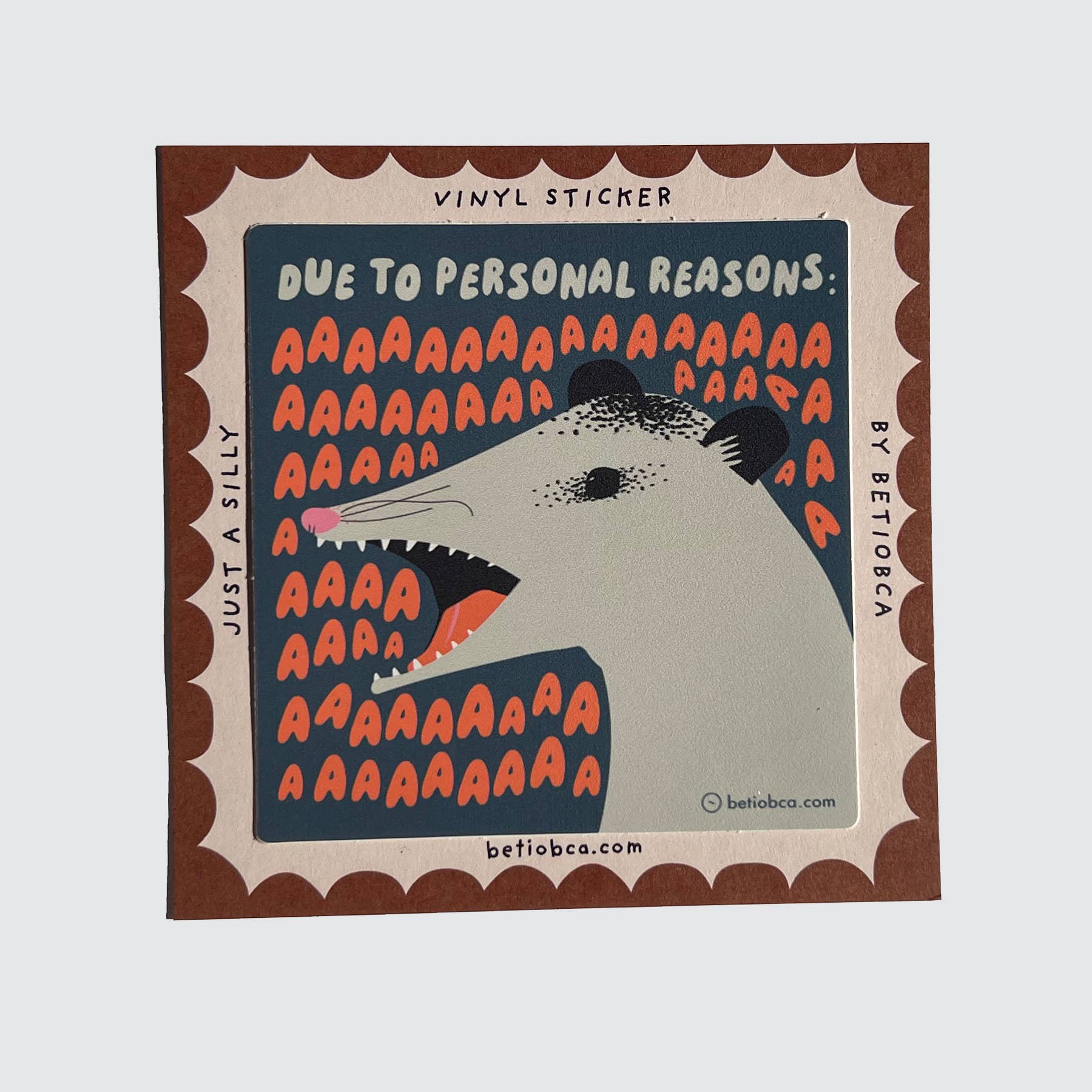 Funny Vinyl Sticker - Screaming Possum - Image 3