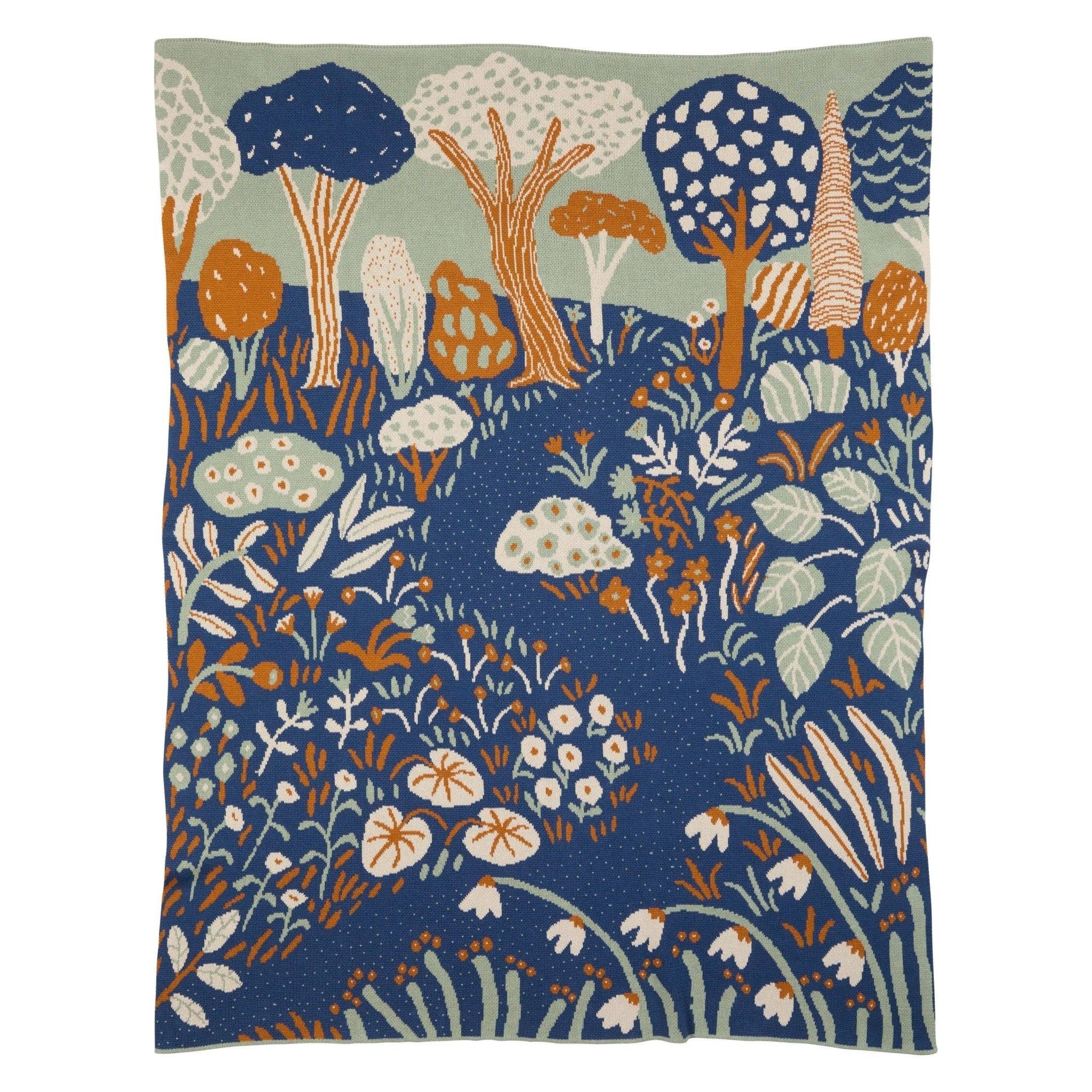 Organic Garden Throw Blanket -Prussian Blue