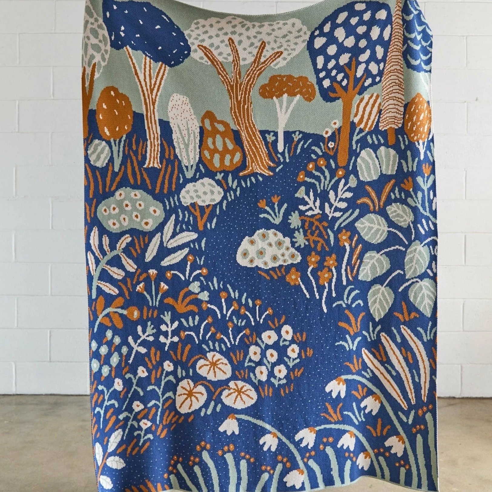 Organic Garden Throw Blanket -Prussian Blue - Image 2