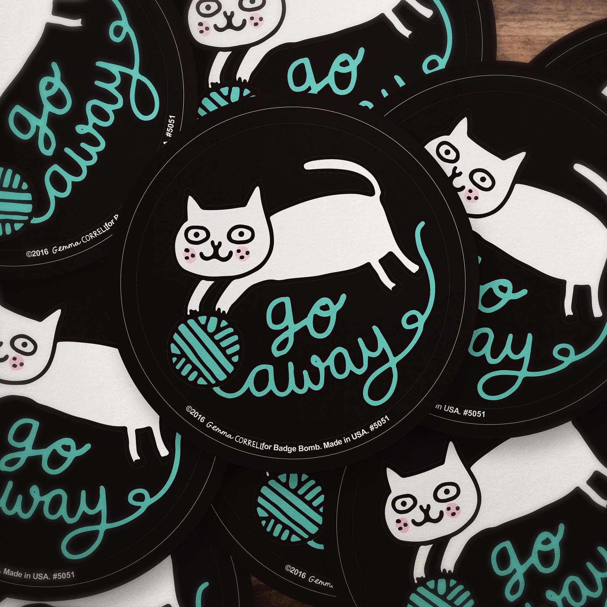 Go Away Cat Sticker -Gemma Correll - Image 2