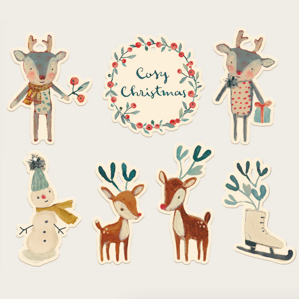 Gift tags Cosy Christmas -off white (14pcs)