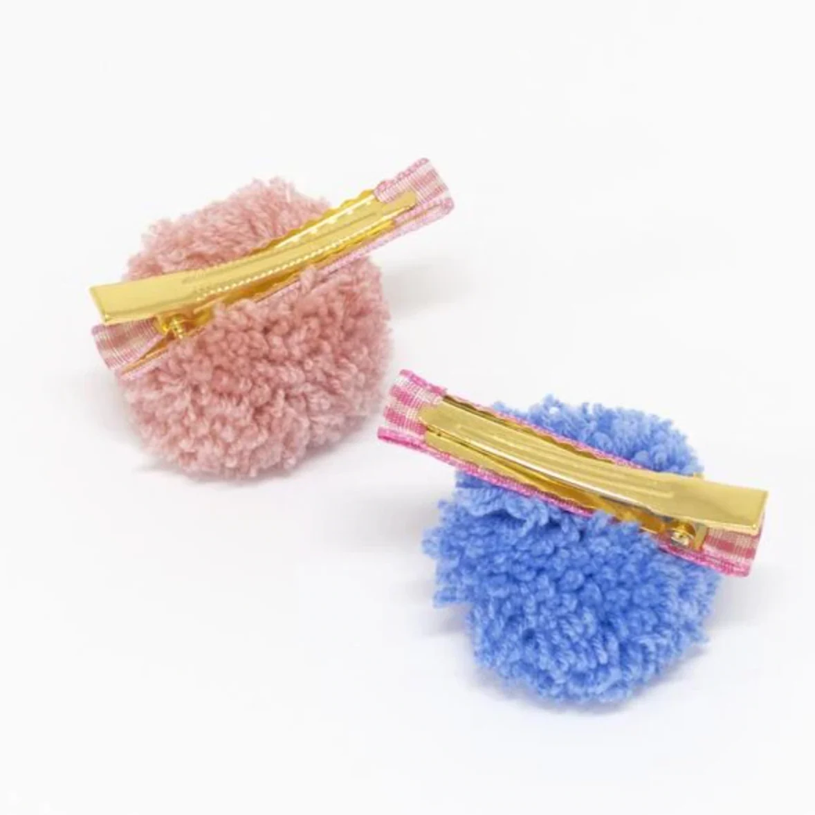 Gingham Big Pom Pom Hair Clips - Image 3