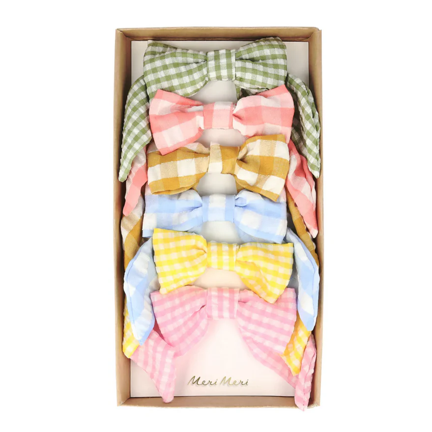 Gingham Hair Bows (pk6) - Image 2