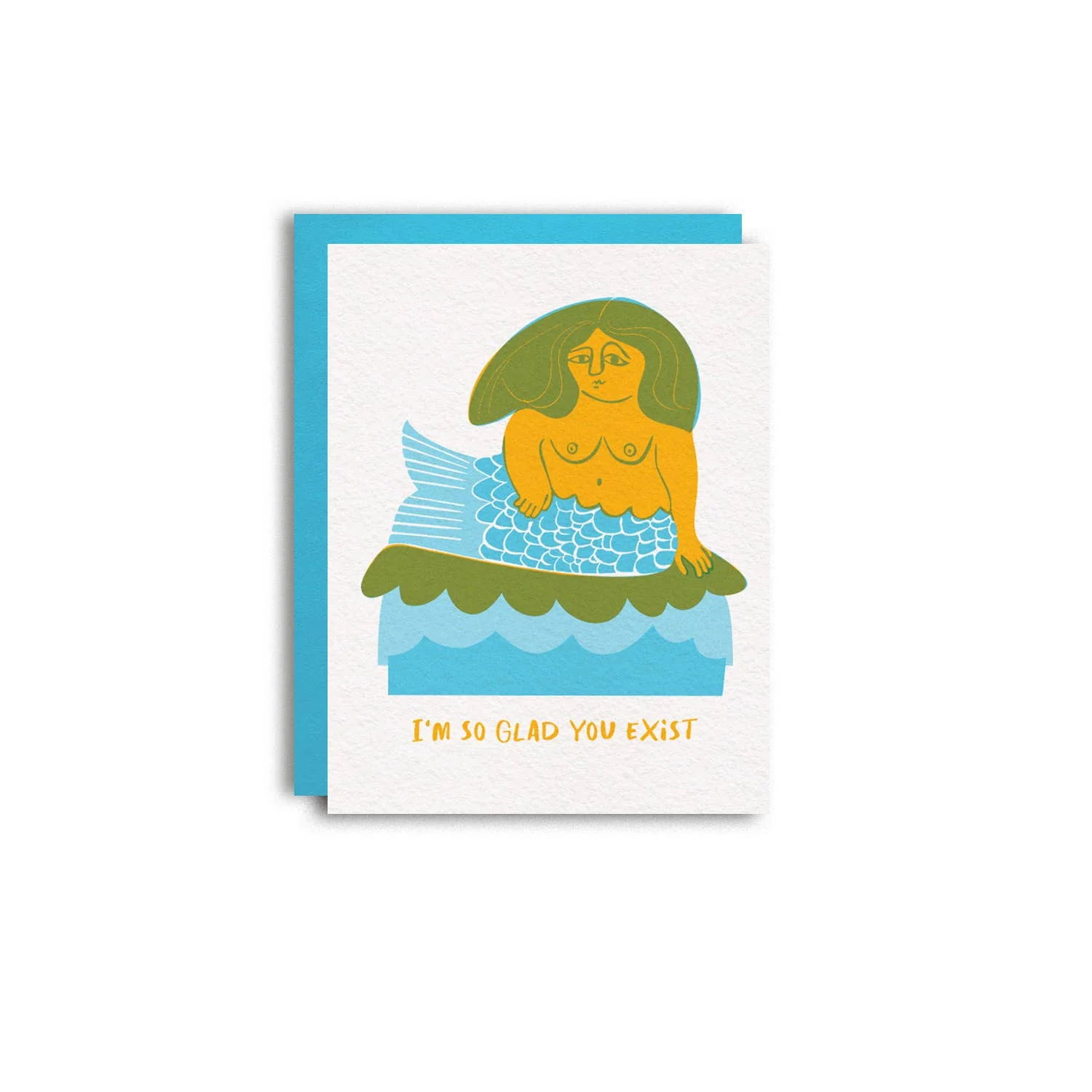 Glad you Exist Mermaid - Cute Risograph Greeting Card - Image 3