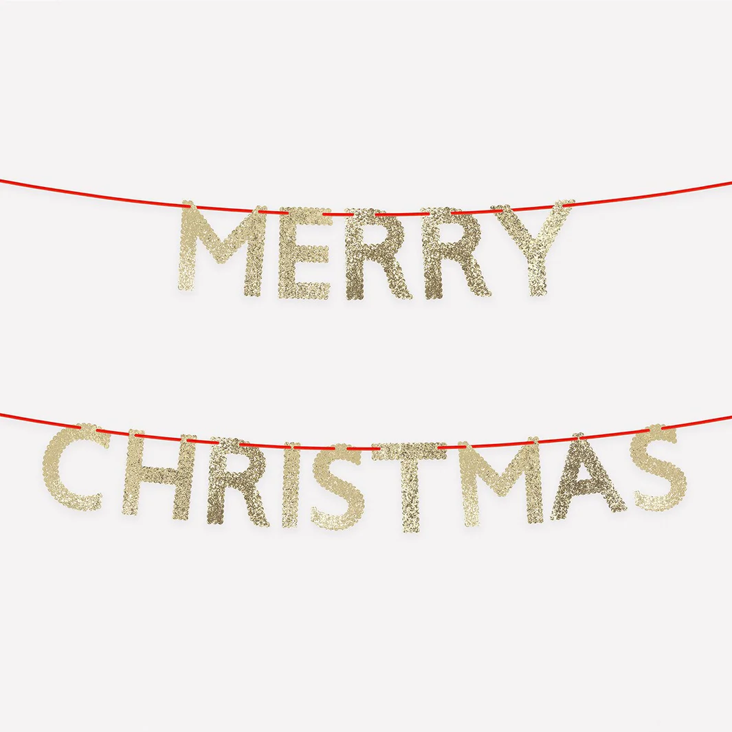 Glitter Merry Christmas Garland Set