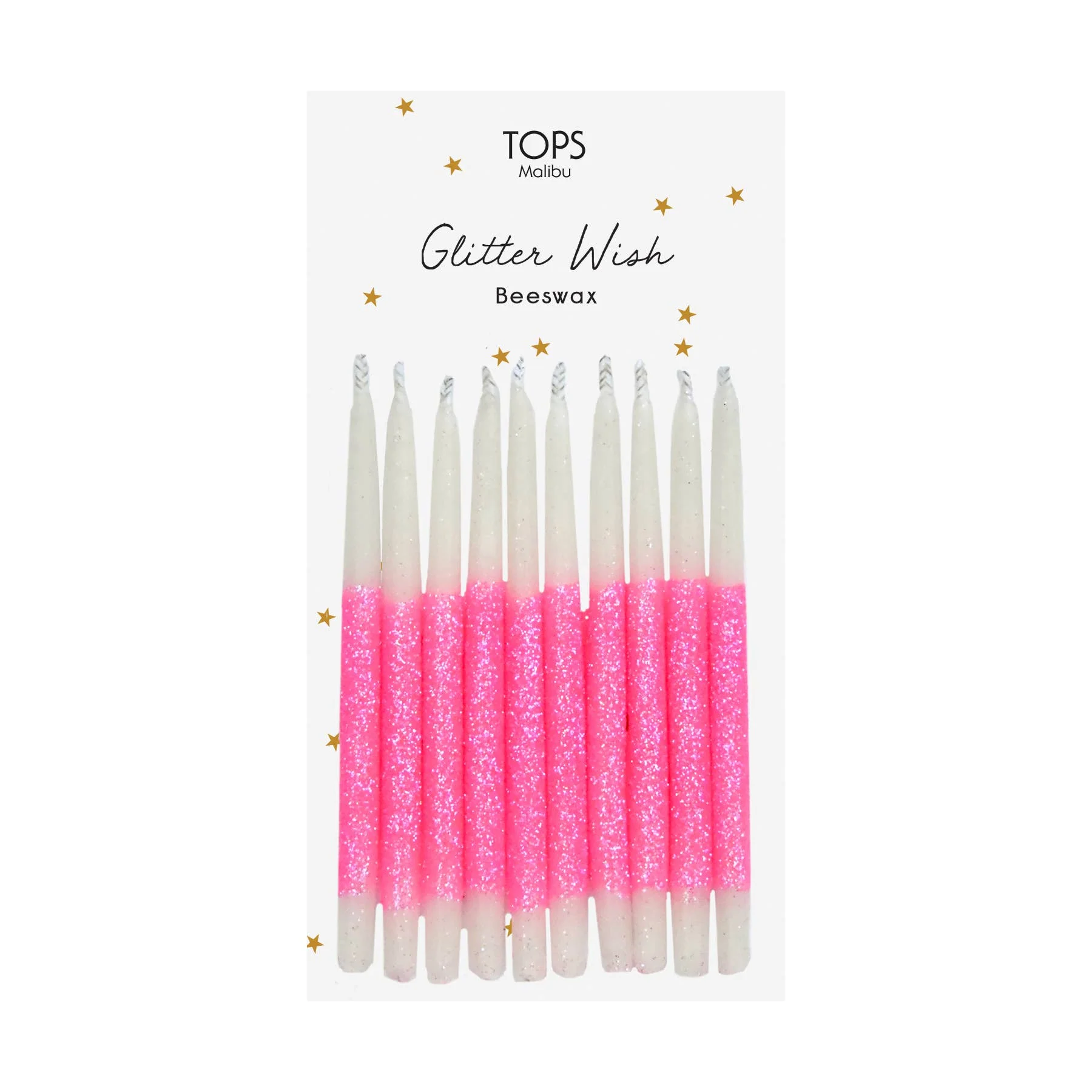 Glitter Wish 3" Beeswax Candles - Pink - Set of 10