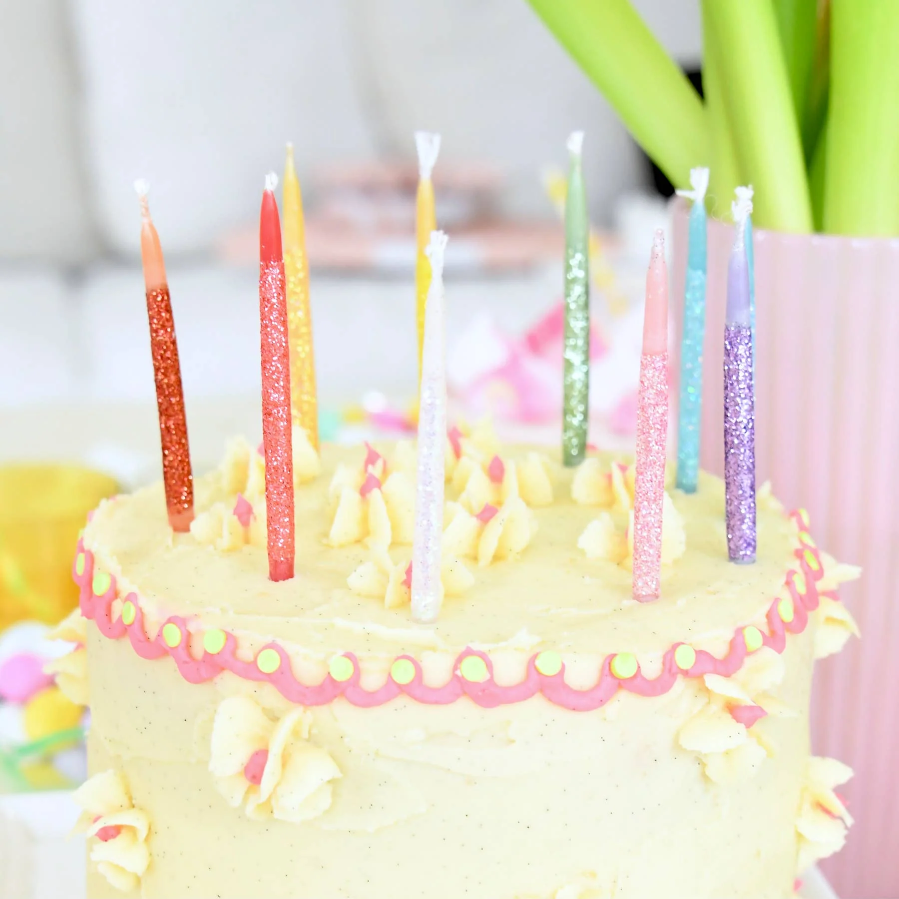 Glitter Wish Candles Beeswax Rainbow 3" - Image 2