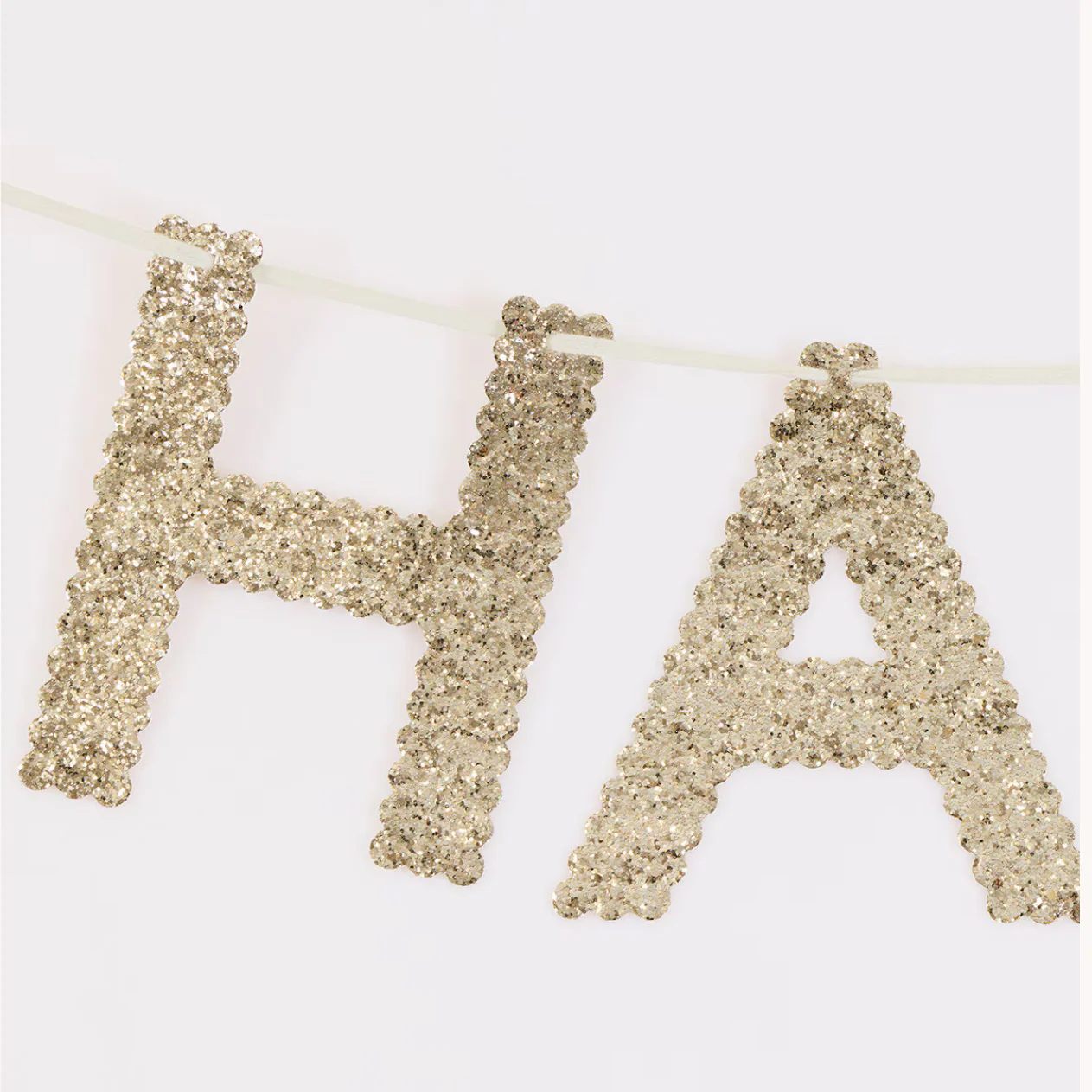 Gold Glitter Fabric Happy Birthday Garland - Image 3