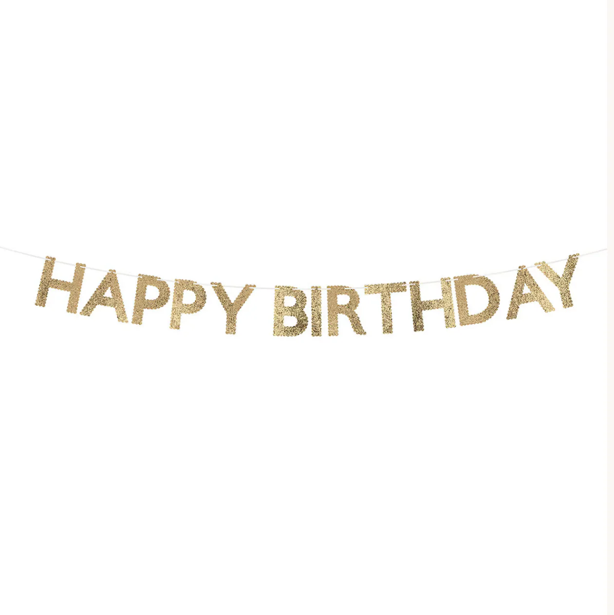 Gold Glitter Fabric Happy Birthday Garland - Image 4