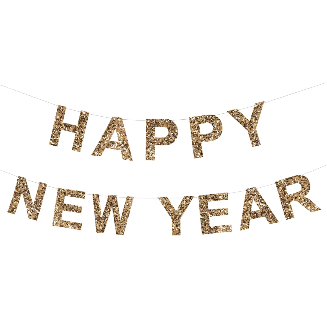 Gold Glitter Happy New Year Garland