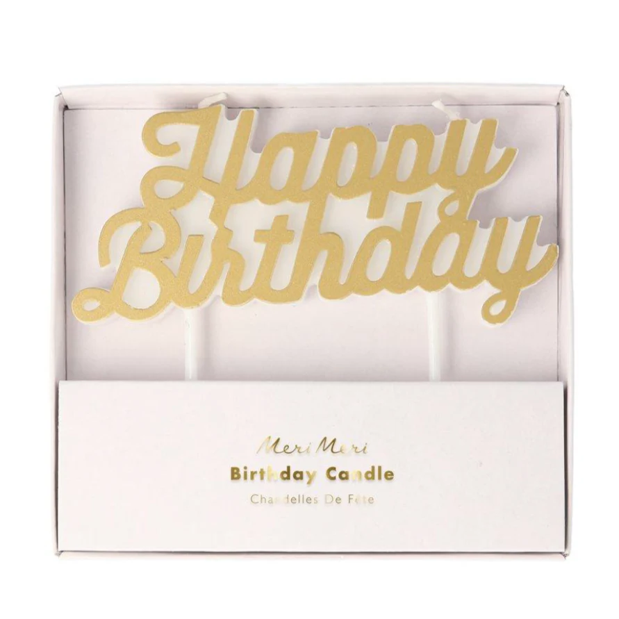 Gold Happy Birthday Candle