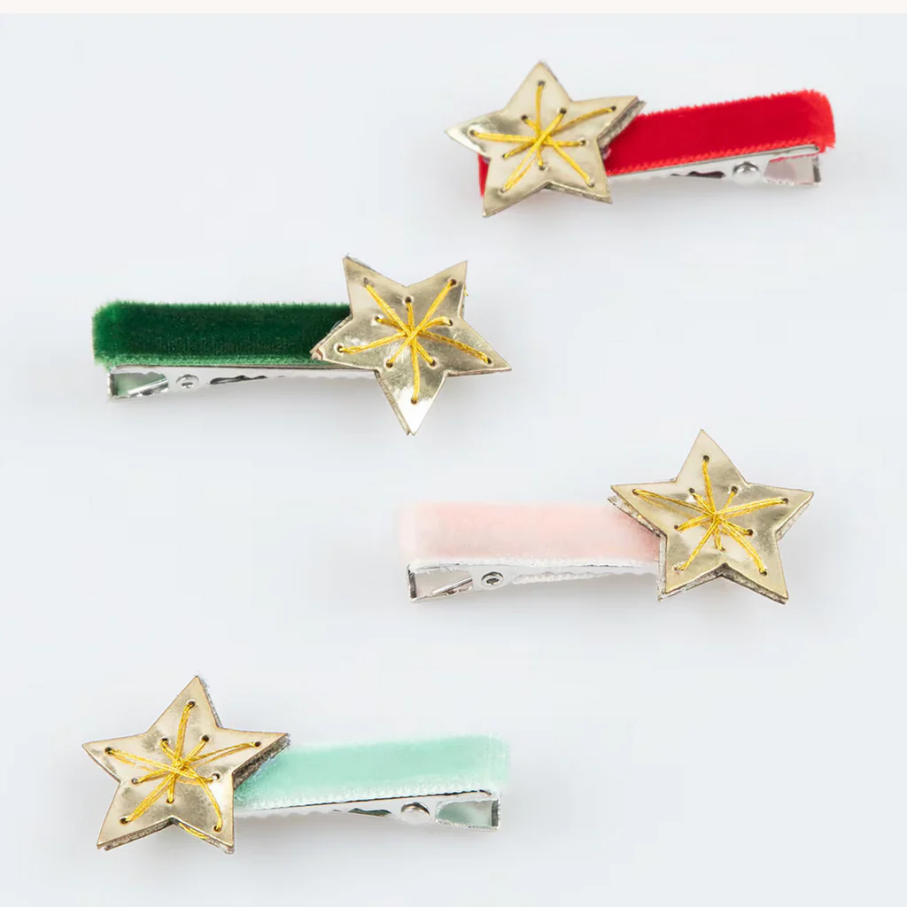 Gold Star Hair Clips -8pk - Image 2