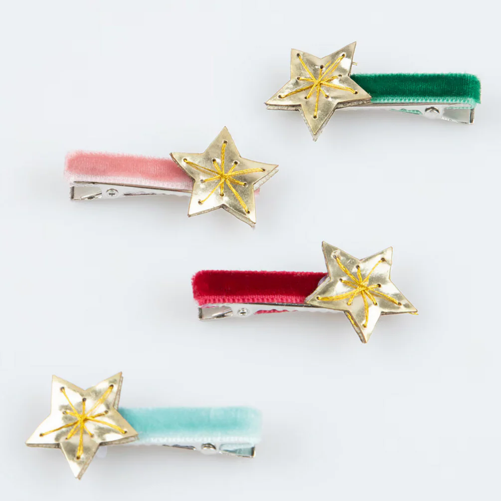 Gold Star Hair Clips -8pk - Image 3