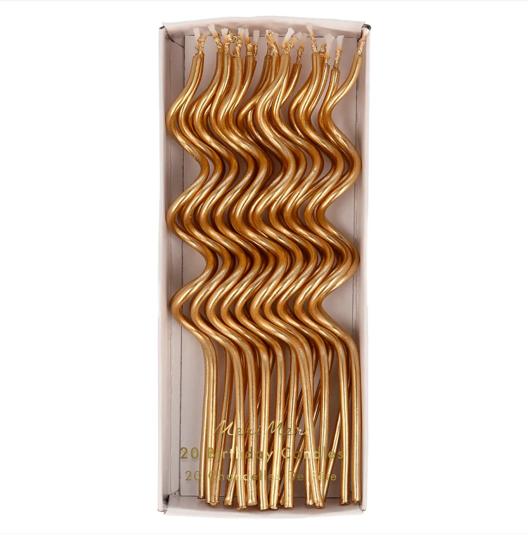 Gold Swirly Candles -20pk