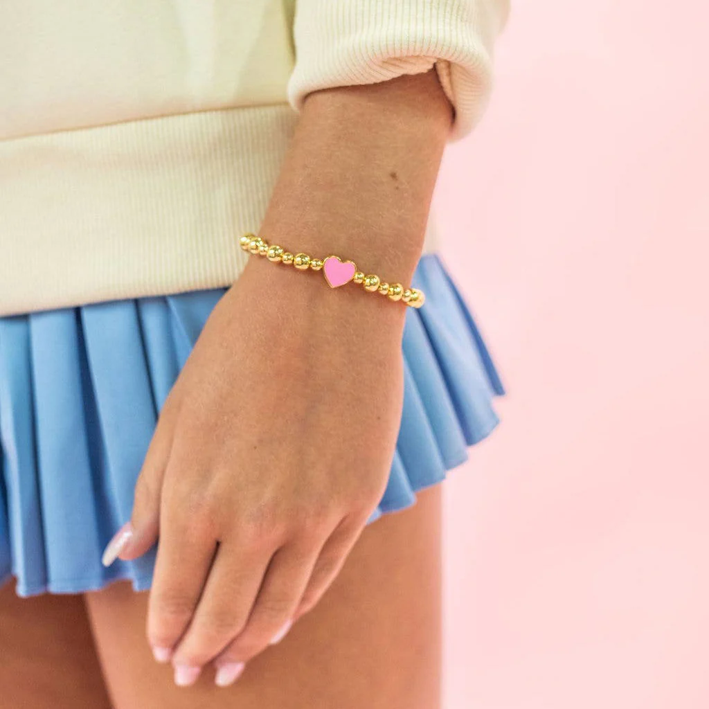 Golden Heart - Gold Beaded Enamel Bracelet - 6 colors - Image 3
