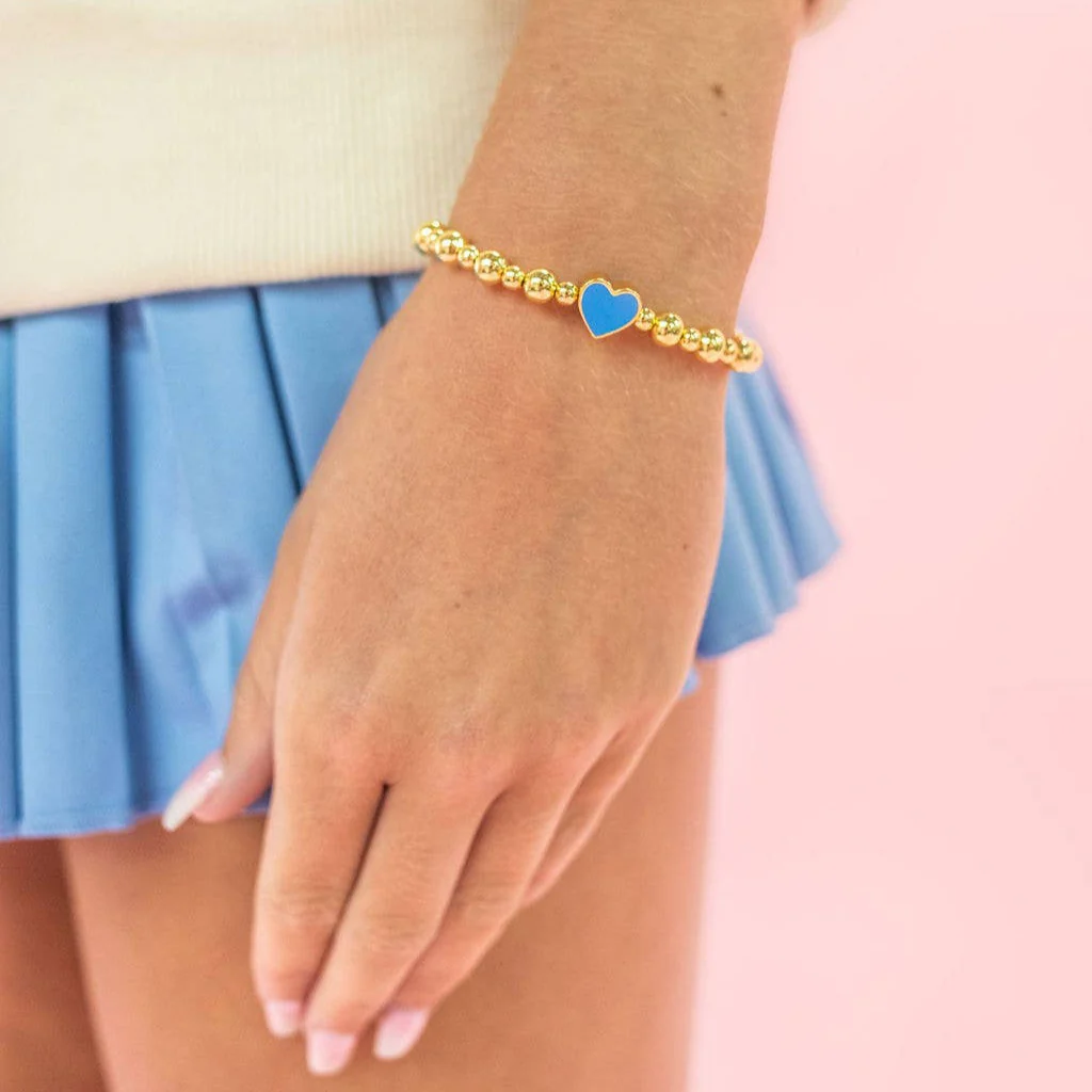 Golden Heart - Gold Beaded Enamel Bracelet - 6 colors - Image 4