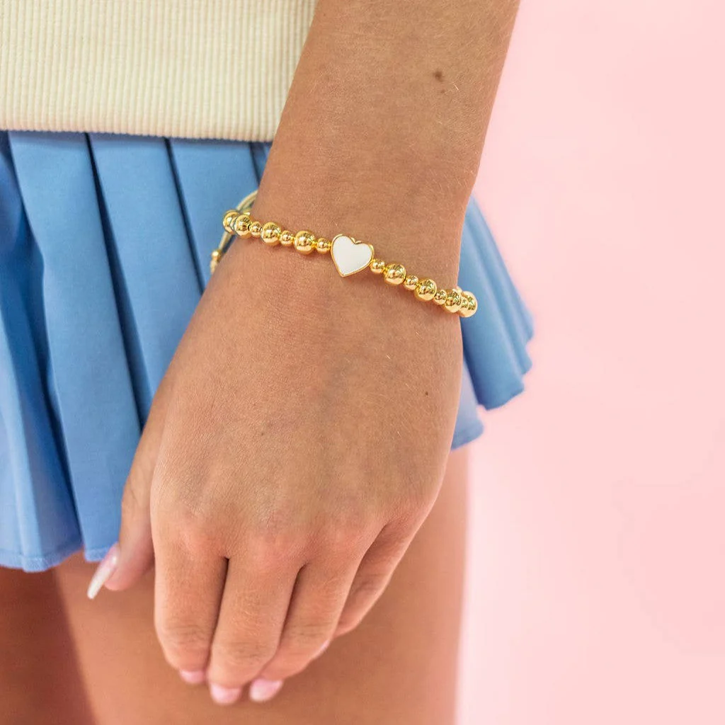 Golden Heart - Gold Beaded Enamel Bracelet - 6 colors - Image 6