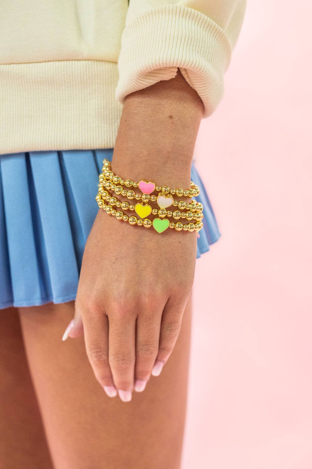 Golden Heart - Gold Beaded Enamel Bracelet - 6 colors - Image 7