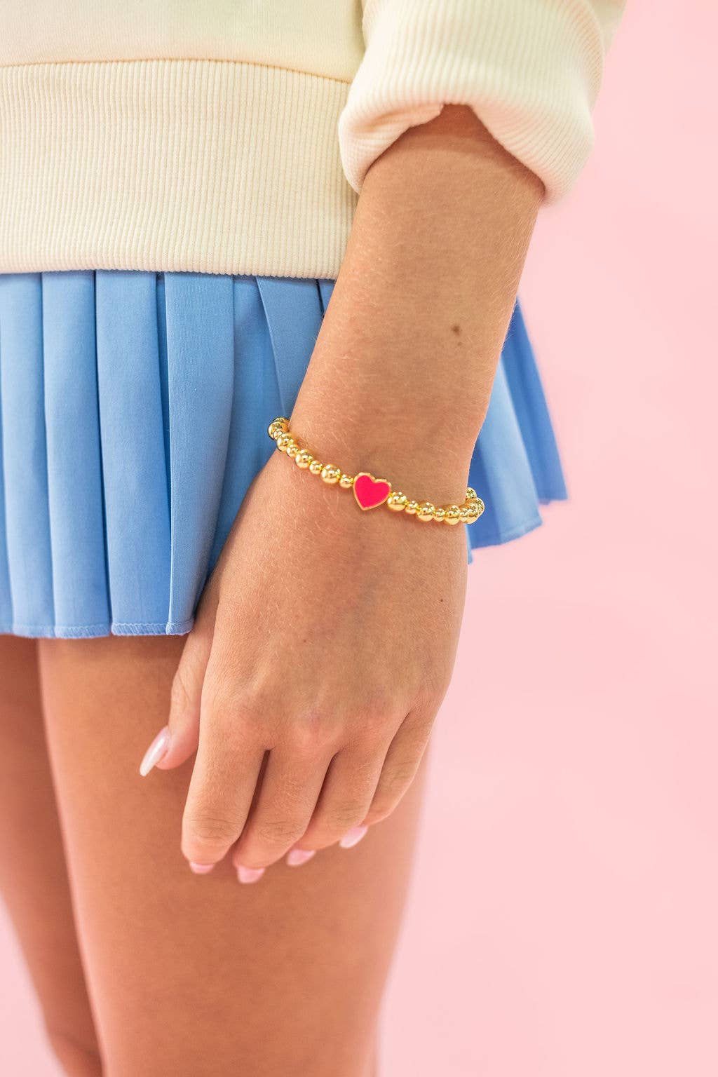 Golden Heart - Gold Beaded Enamel Bracelet - 6 colors - Image 8