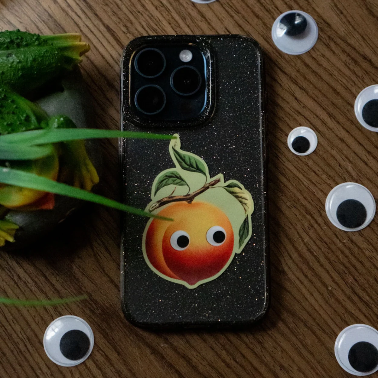 Googly Peach Vinyl Sticker - Image 2