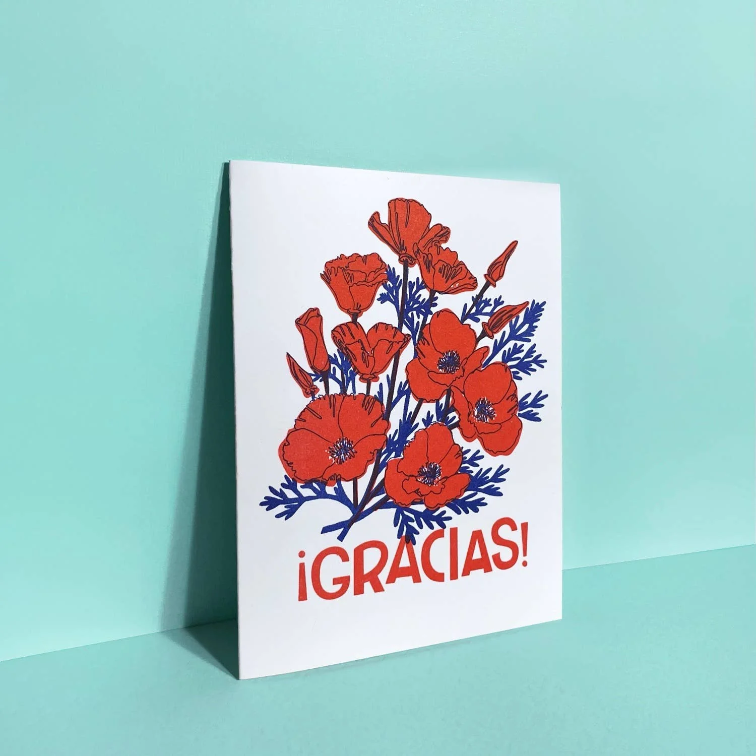 Gracias Poppies - Spanish Risograph Greeting Card - Image 2