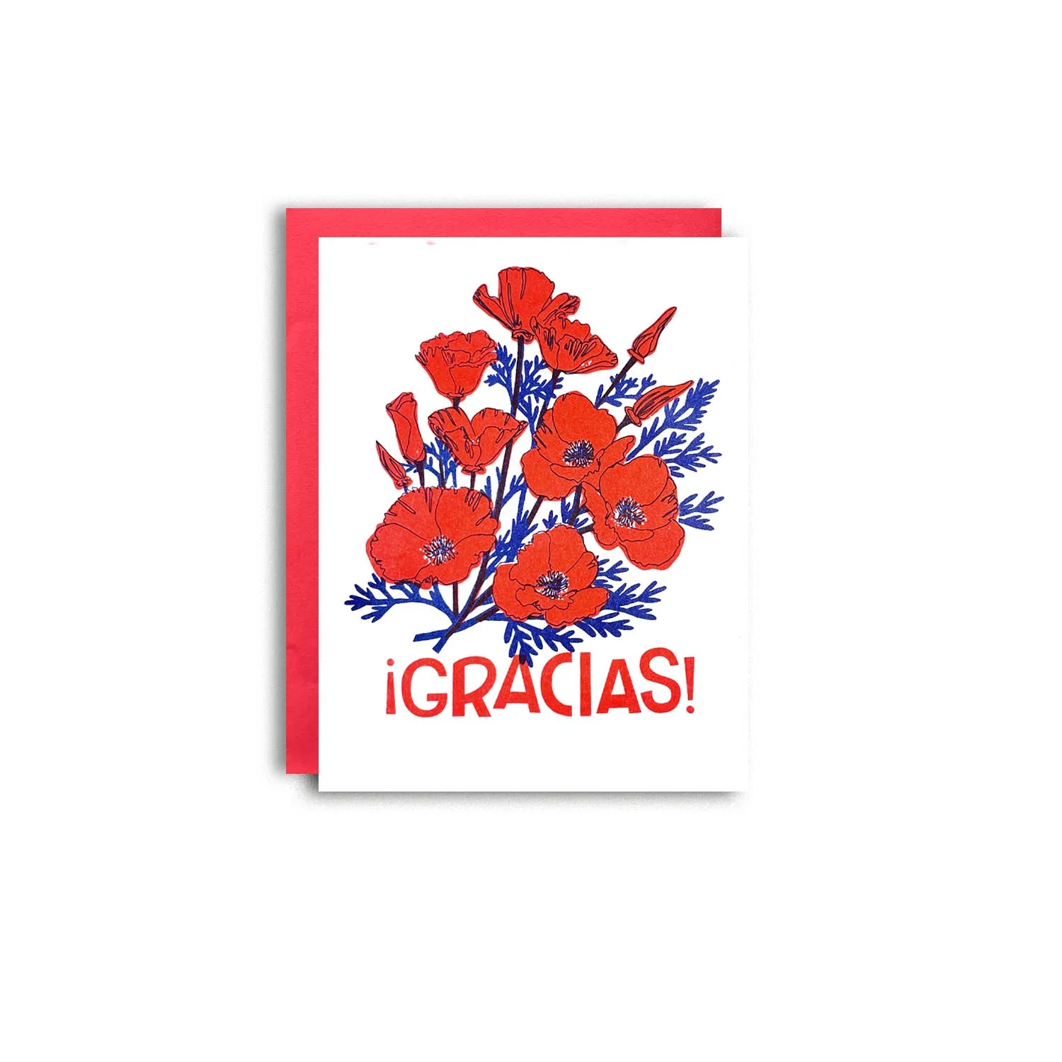 Gracias Poppies - Spanish Risograph Greeting Card - Image 4