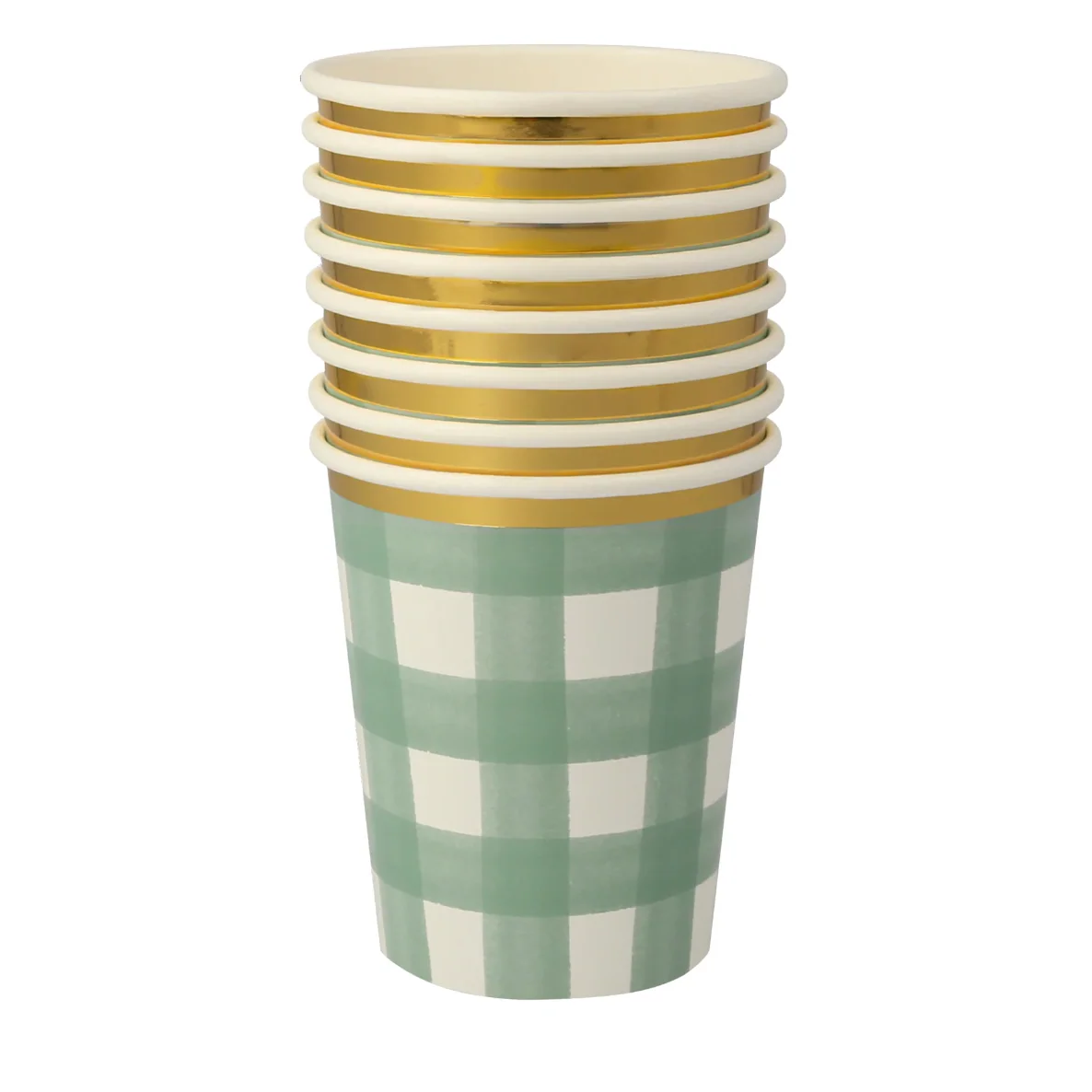 Green Gingham Cups (8pk) - Image 2