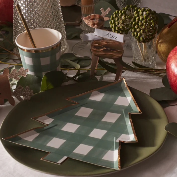 Green Gingham Tree Plates (8pk) - Image 2