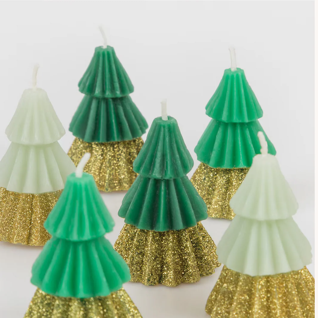 Green Mini Tree Candles (x6) - Image 2