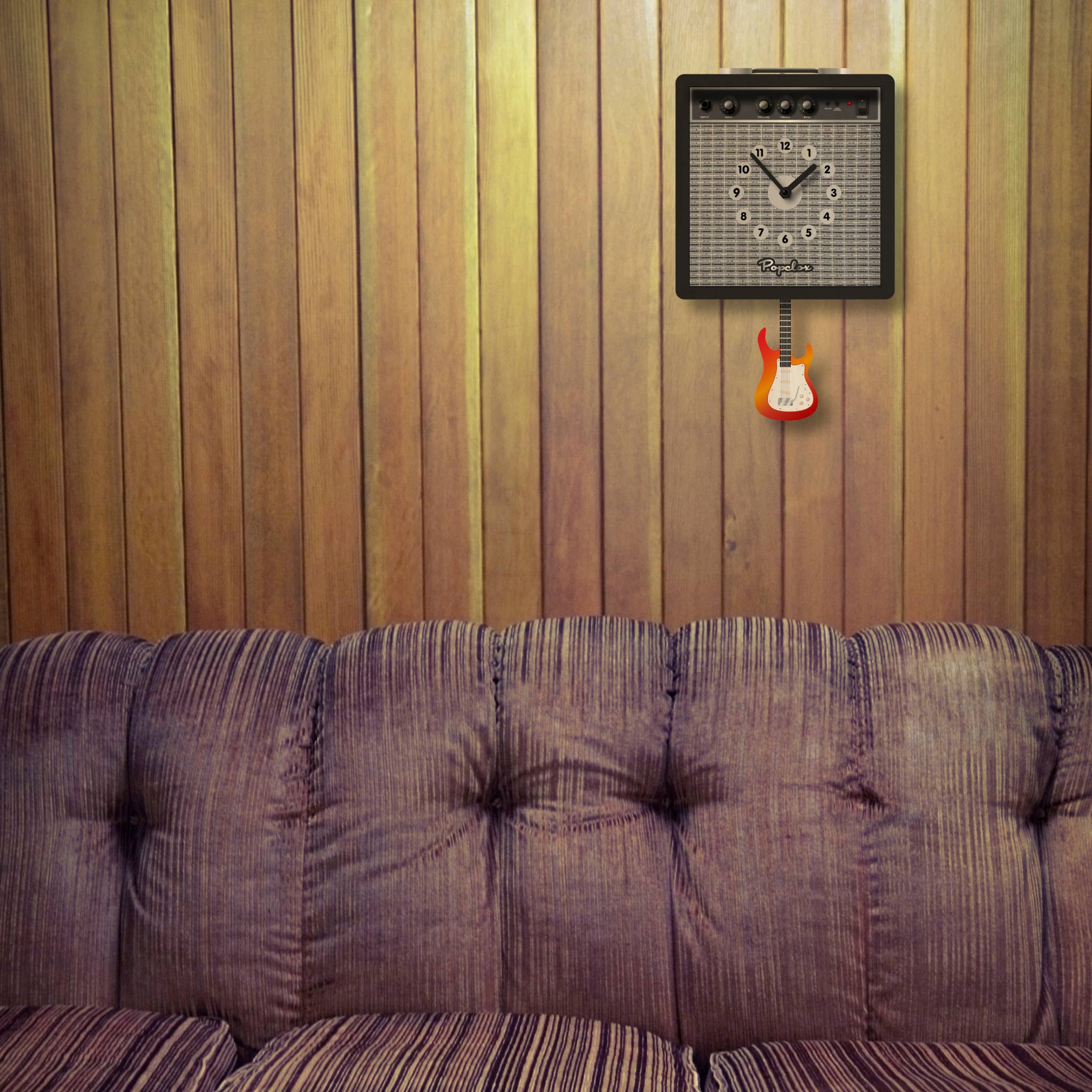 Guitar Amp Pendulum Clock - Wood - Image 2