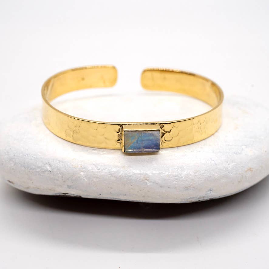 Hammered Cuff with Moonstone